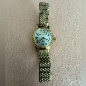 Benrus Gold Women's Watch Stretch Band Vintage